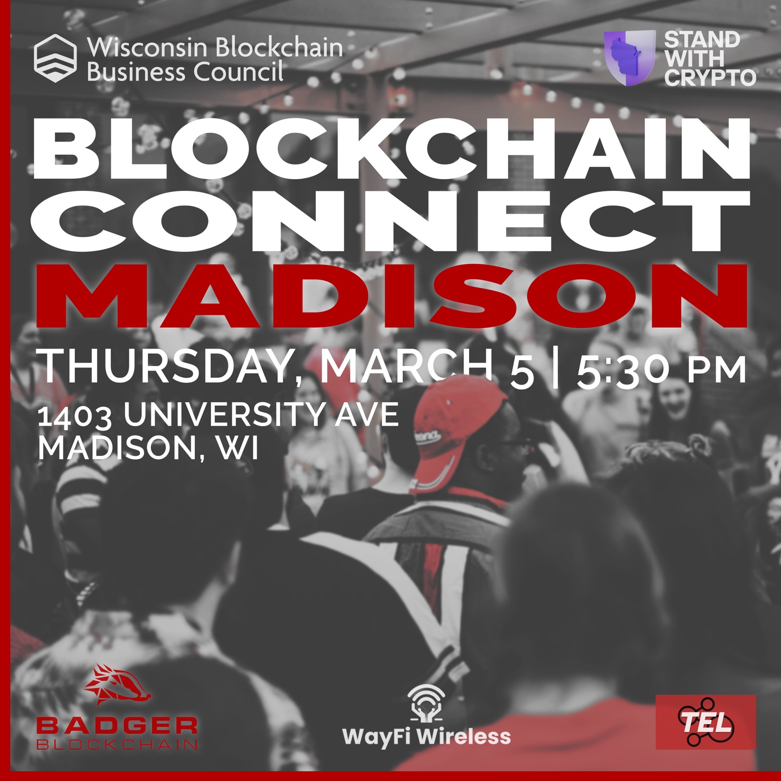 Blockchain Connect Madison — WBBC x Badger Blockchain event graphic