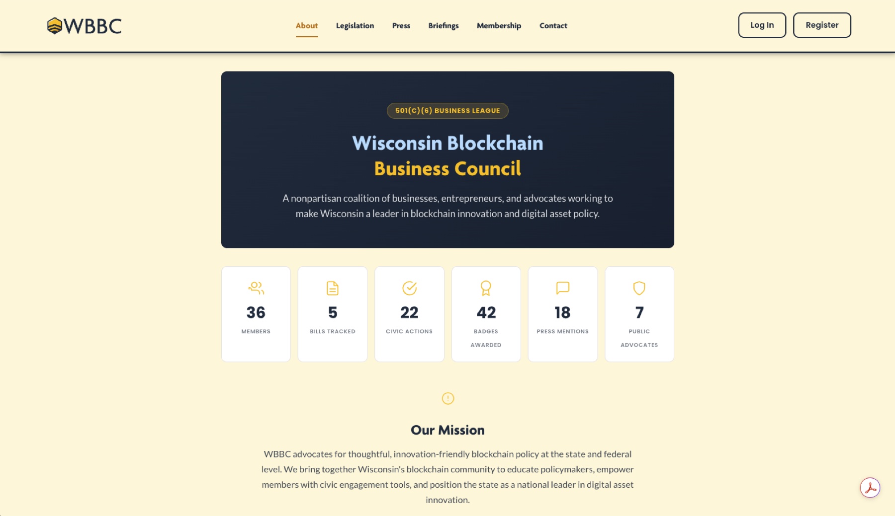 wbbc.io About page — mission, stats, how it works