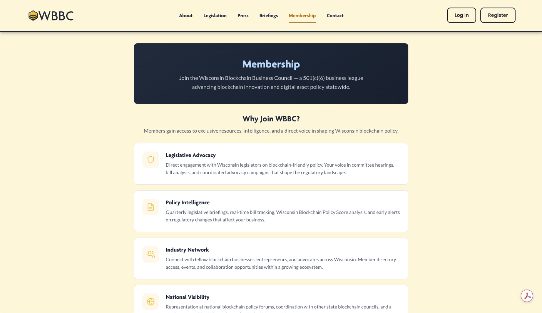 wbbc.io Membership page — benefits and plans