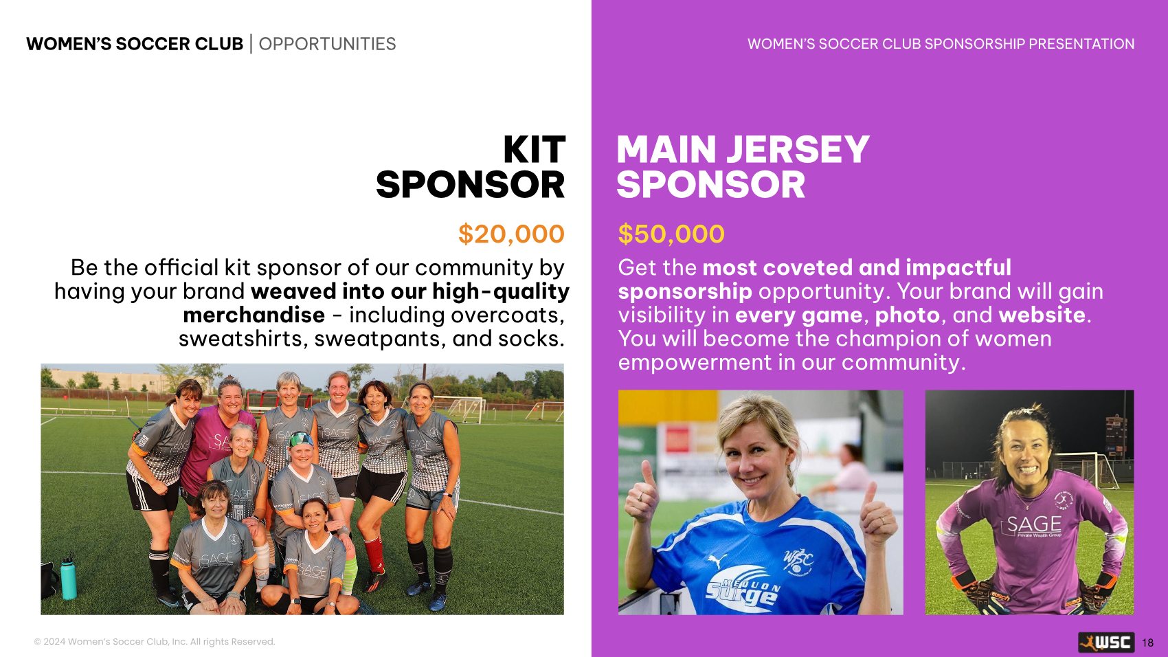 Women's Soccer Club sponsorship deck — main jersey sponsor