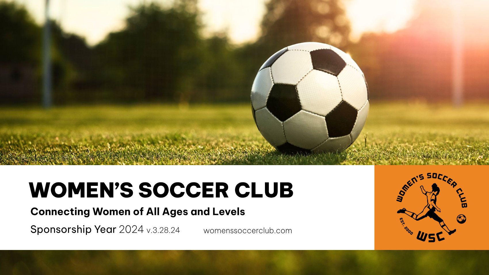 Women's Soccer Club sponsorship deck cover — Connecting Women of All Ages and Levels, Sponsorship Year 2024