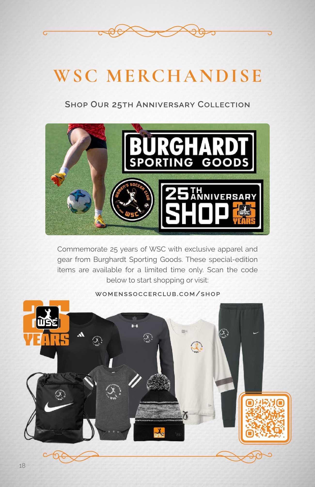Gala program ad — WSC 25th Anniversary merchandise with Burghardt Sporting Goods